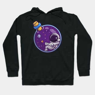 Cute Astronaut Lay In Bottle Space Cartoon Hoodie